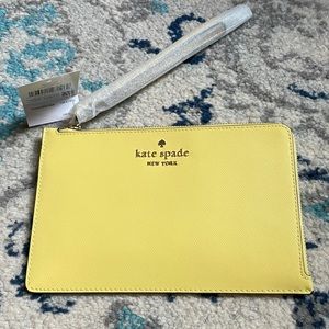 NWT Kate Spade medium yellow Saffiano leather wristlet